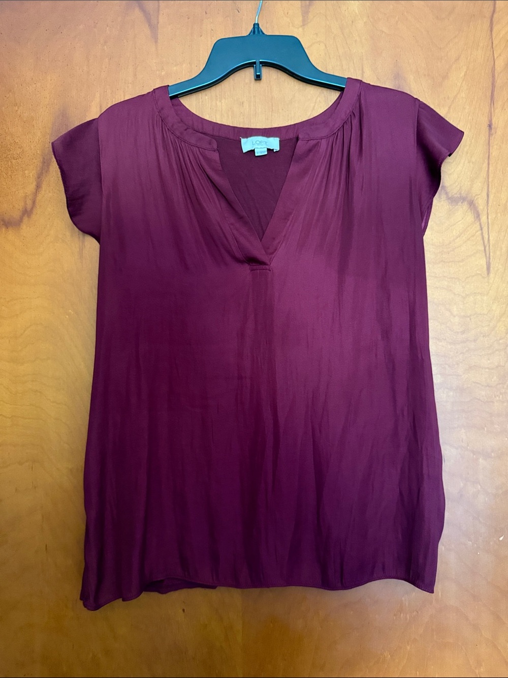 LOFT Outlet Burgundy V-Neck Flutter Sleeve Blouse